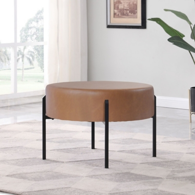 A600078857 Kinfine USA HomePop Large Round Ottoman, Brown sku A600078857