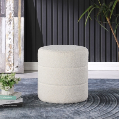 A600078871 Kinfine USA HomePop Round Ottoman, Cream sku A600078871