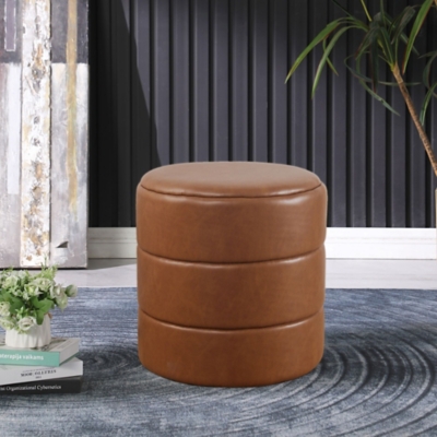 A600078872 Kinfine USA HomePop Round Ottoman, Brown sku A600078872