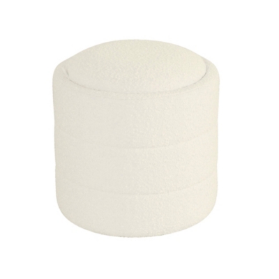 Kinfine USA HomePop Round Storage Ottoman, Cream, large