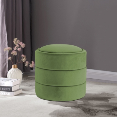 Kinfine USA HomePop Round Storage Ottoman, Green, rollover