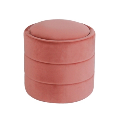 Kinfine USA HomePop Round Storage Ottoman, Pink, large