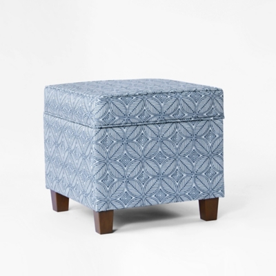 Kinfine USA HomePop Square Storage Ottoman, Blue, large