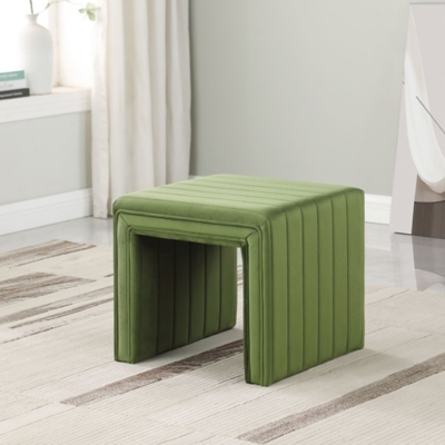 Kinfine USA HomePop U-Shaped Ottoman, Green