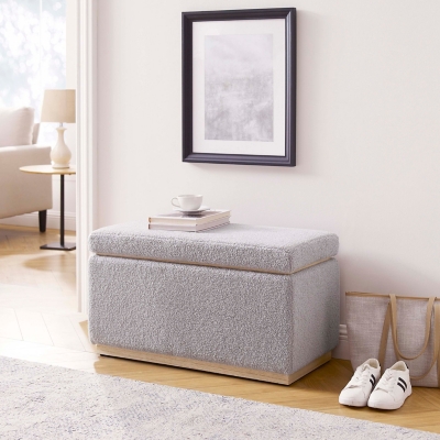 Linon Bridget Rectangle Ottoman, Light Gray