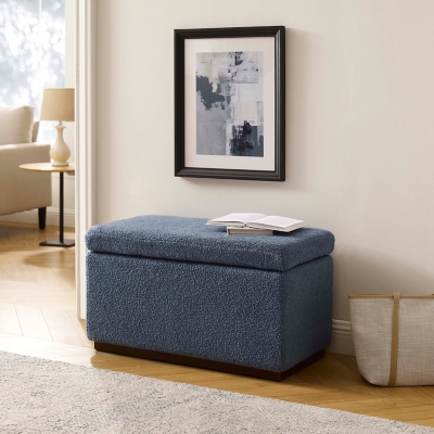 Linon Bridget Rectangle Ottoman, Dark Gray