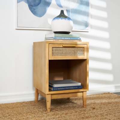 Bayberry Lane Shelf Accent Table 1 Drawer, Light Brown