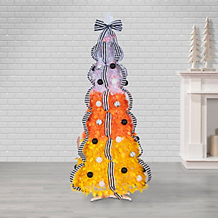 Sterling 6ft Candy Corn Pop-Up Pre-Lit Halloween Tree, , rollover