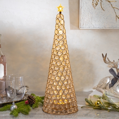 GIL Lighted Jewel Cone Christmas Tree, Gold