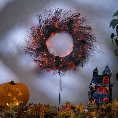 A600079085 Everlasting Glow 20 in Halloween Twig Wreath with  sku A600079085