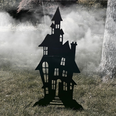 Haunted Hill Farm Haunted House Halloween Silhouette, , large