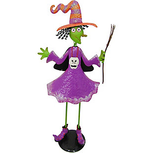 Haunted Hill Farm Witch Holding a Broomstick with Removable Yard Stake, , large