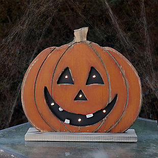 Haunted Hill Farm Short Pumpkin Centerpiece with Lights, , rollover
