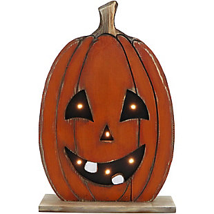 Haunted Hill Farm Tall Pumpkin Centerpiece with Lights, , large