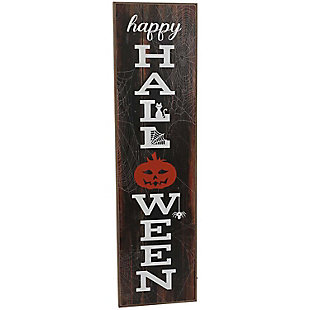 Haunted Hill Farm Happy Halloween Porch Leaner Sign with LED Lights, , large