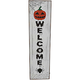 Haunted Hill Farm Welcome Halloween Porch Leaner Sign with LED Lights, , large