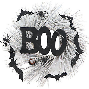 Haunted Hill Farm 15" Twig Wreath with Bats and Spiders, , large