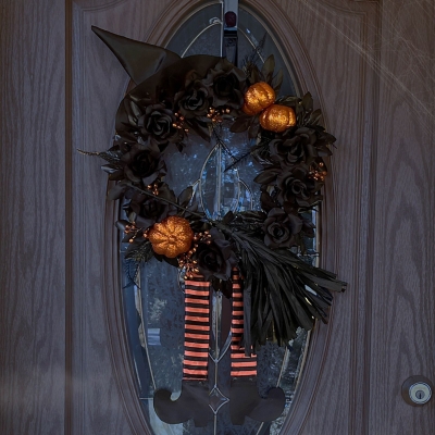Haunted Hill Farm Halloween Witch's Wreath, Black