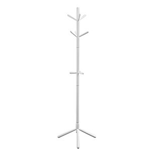Monarch Specialties Contemporary Free Standing 9 Hooks Coat Rack, White, large