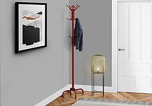 Monarch Specialties Transitional Free Standing 12 Hooks Coat Rack, Red, rollover