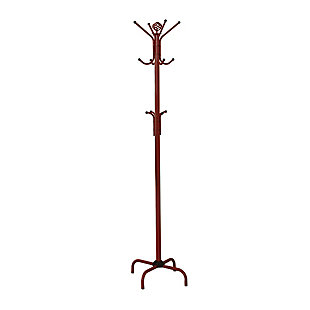 Monarch Specialties Transitional Free Standing 12 Hooks Coat Rack, Red, large
