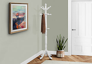 Monarch Specialties Transitional Free Standing 11 Hooks Coat Rack, White, rollover