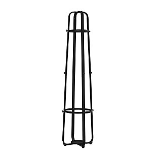 Monarch Specialties Contemporary Free Standing 12 Hooks Coat Rack 72" High with an Umbrella Holder, Black, large