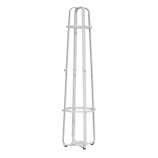 Monarch Specialties Contemporary Free Standing 12 Hooks Coat Rack 72" High with an Umbrella Holder, White, large
