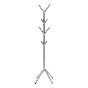 Monarch Specialties Contemporary Free Standing 8 Hooks Coat Rack, Silver, large