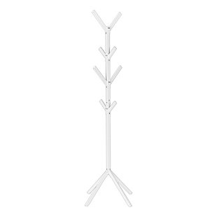 Monarch Specialties Contemporary Free Standing 8 Hooks Coat Rack, White, large