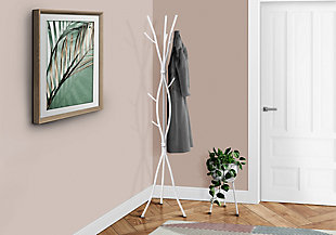 Monarch Specialties Contemporary Free Standing, 11 Hooks Coat Rack, White, rollover