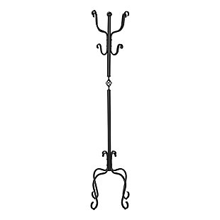 Monarch Specialties Transitional 8 Hooks Free Standing 74" High Coat Rack Hall Tree, Black, large