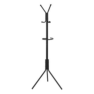 Monarch Specialties Contemporary Free Standing 6 Hooks Coat Rack, Black, large