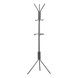 Monarch Specialties Contemporary Free Standing 6 Hooks Coat Rack, Silver, large