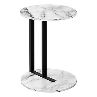 Monarch Specialties Contemporary C-Shape Accent Table, White, large