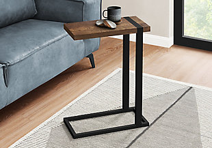 Monarch Specialties Modern C-Shape Accent Table, Brown, rollover