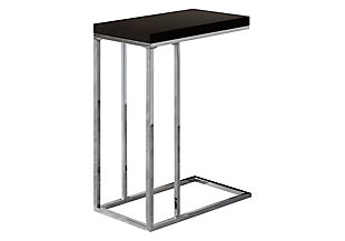Monarch Specialties Contemporary Rectangular Top C-Shape Accent Table, Dark Brown, large