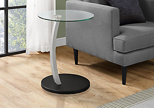 Monarch Specialties Contemporary Round Top C-Shape Accent Table, Black, rollover
