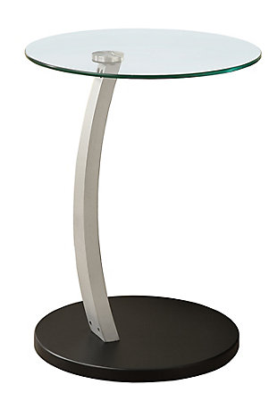 Monarch Specialties Contemporary Round Top C-Shape Accent Table, Black, large