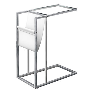 Monarch Specialties Contemporary C-Shape Accent Table with Magazine Storage, Chrome, large