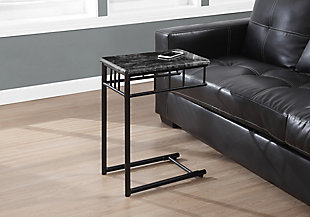 Monarch Specialties Transitional C-Shape Accent Table, Gray, rollover