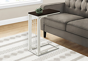 Monarch Specialties Transitional C-Shape Accent Table with Metal Base, Cherry, rollover