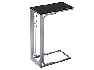 Monarch Specialties Transitional C-Shape Accent Table with Metal Base, Black, large