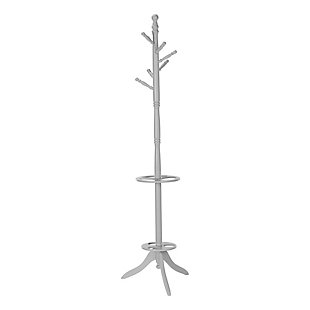 Monarch Specialties Contemporary Free Standing 6 Hooks Coat Rack with an Umbrella Holder, Gray, large
