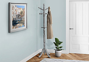Monarch Specialties Transitional Free Standing 11 Hooks Coat Rack, Gray, rollover
