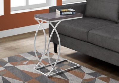 Monarch Specialties Modern Rectangular C-Shape Accent Table, Gray