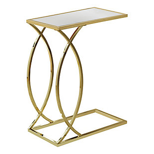 Monarch Specialties Contemporary Mirror Top C-Shape Accent Table, , large