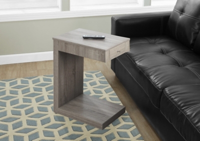"Monarch Specialties Contemporary 24" High C-Shape Accent Table with Storage Drawer", Dark Taupe