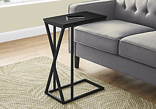 Monarch Specialties Contemporary Rectangle Top C-Shape Accent Table, Black, rollover