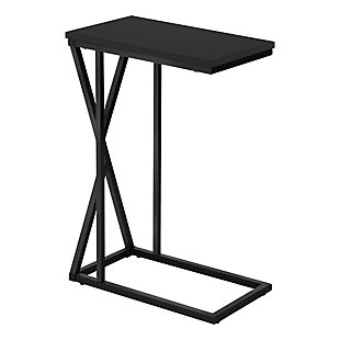 Monarch Specialties Contemporary Rectangle Top C-Shape Accent Table, Black, large